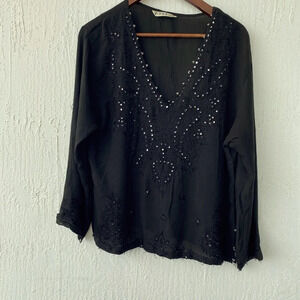 Top India Black M Ytot Embroidered sequins